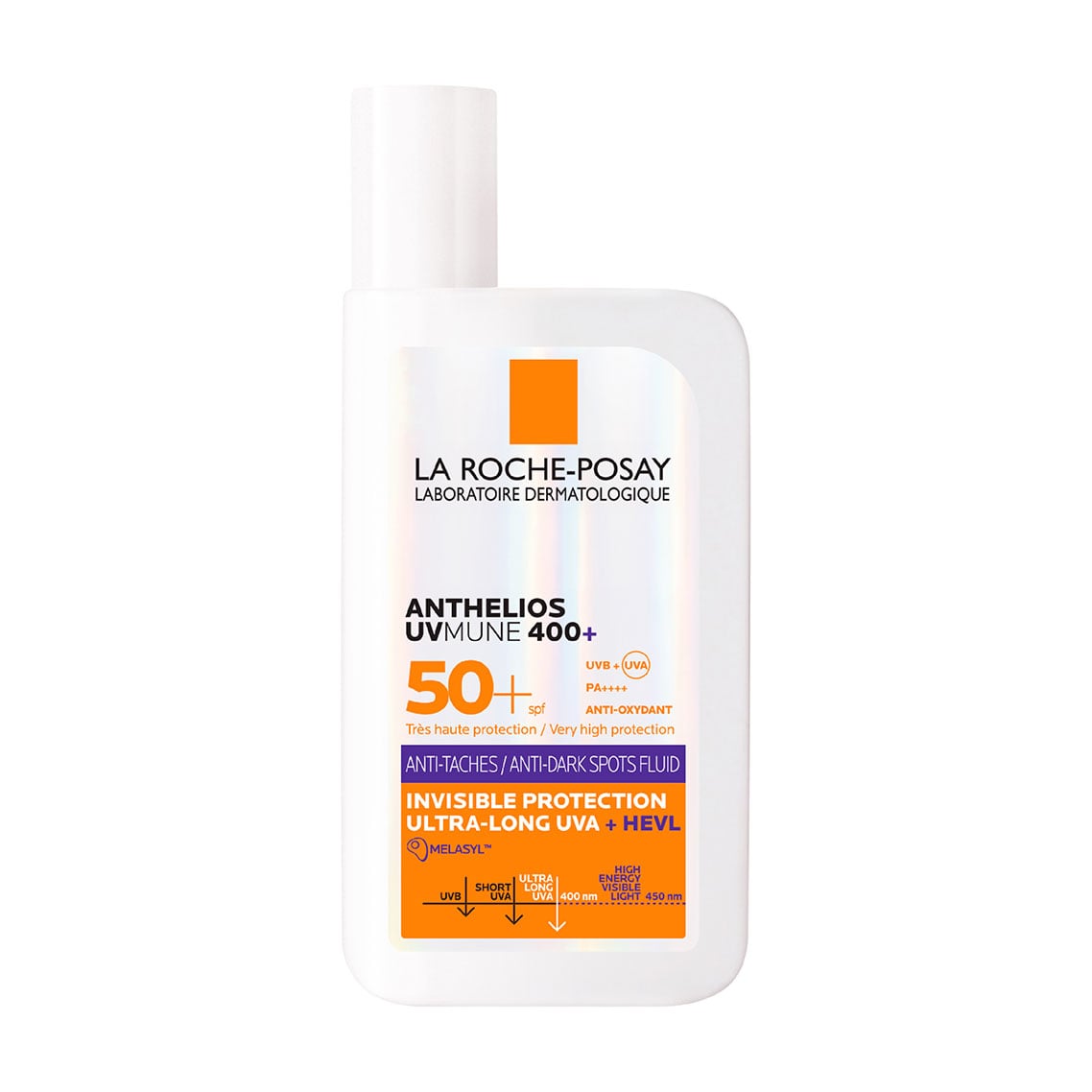 Легкий сонцезахисний корегувальний флюїд для обличчя La Roche-Posay Anthelios UVMune 400 Anti-Dark Spot Fluid, SPF 50+, проти гіперпігментації, 40 мл